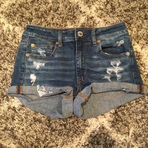 Medium Wash American Eagle Ripped Jean Shorts